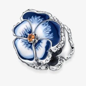 NEW Authentic Pandora Blue Pansy Flower Charm 790777C02